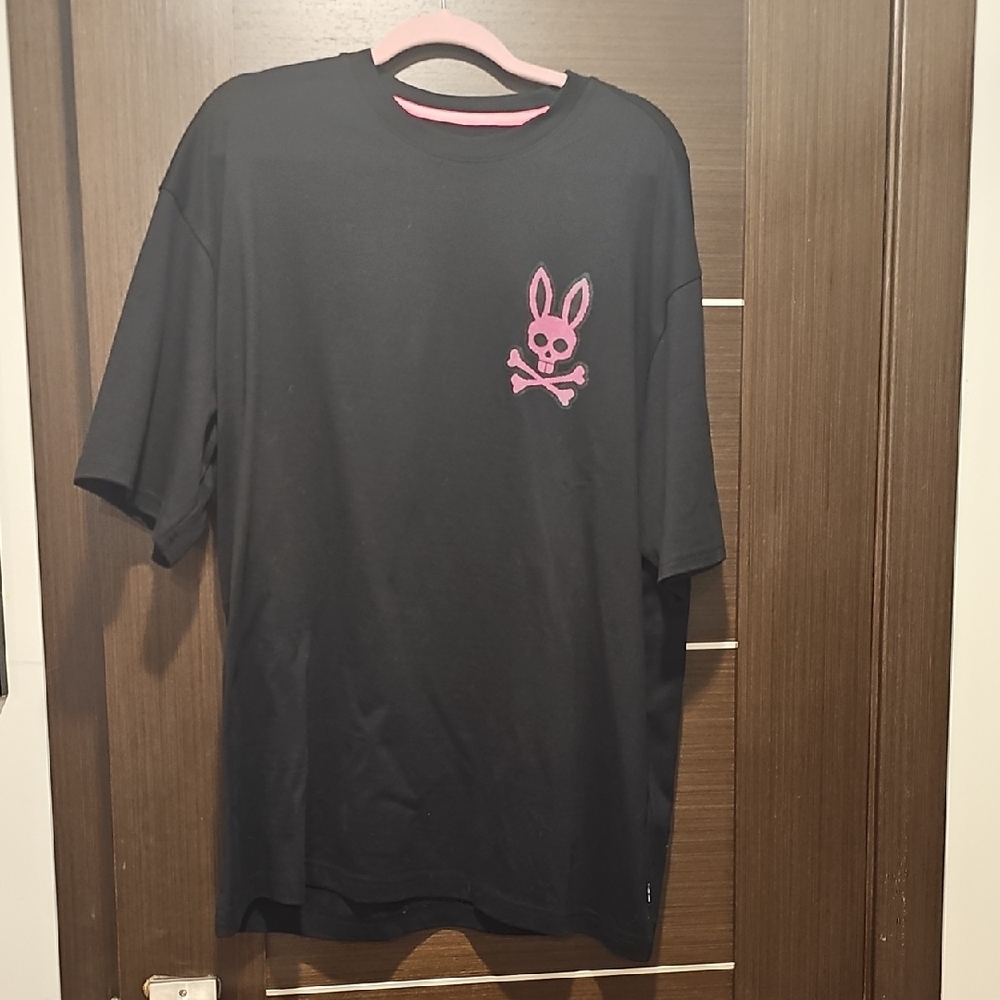 Psycho Bunny Black Tee with Pink Logo